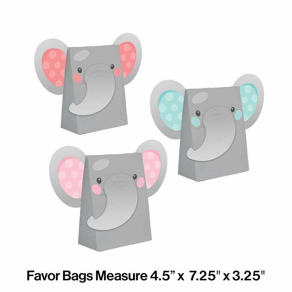 Enchanting Elephants Girl Paper Treat Bags With Attachments 8Ct - Toy World Inc