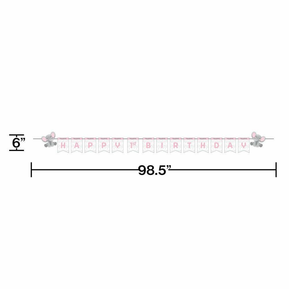 Enchanting Elephants Girl Shaped Banner With Ribbon and Stickers Diy 1Ct - Toy World Inc