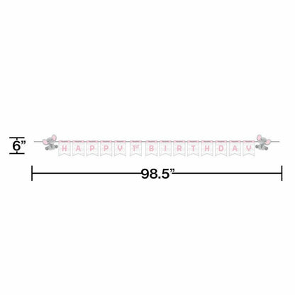 Enchanting Elephants Girl Shaped Banner With Ribbon and Stickers Diy 1Ct - Toy World Inc