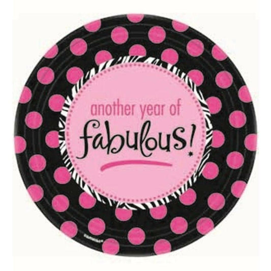 Faboulous Birthday Plate (L) 8ct - Toy World Inc