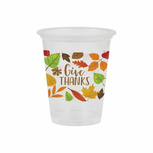 Fall Leaves 16oz Plastic Cup Clear 8ct - Toy World Inc