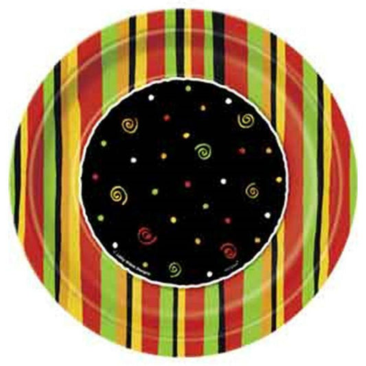 Fiesta Stripes 7in Plate 8ct - Toy World Inc