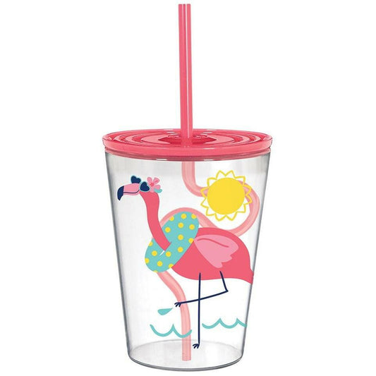 Flamingo tumbler With Silly Straw - Toy World Inc