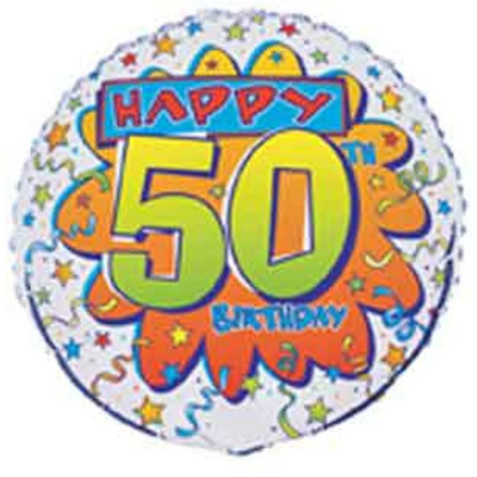 Foil Balloon 18in - 50th Bday - Toy World Inc