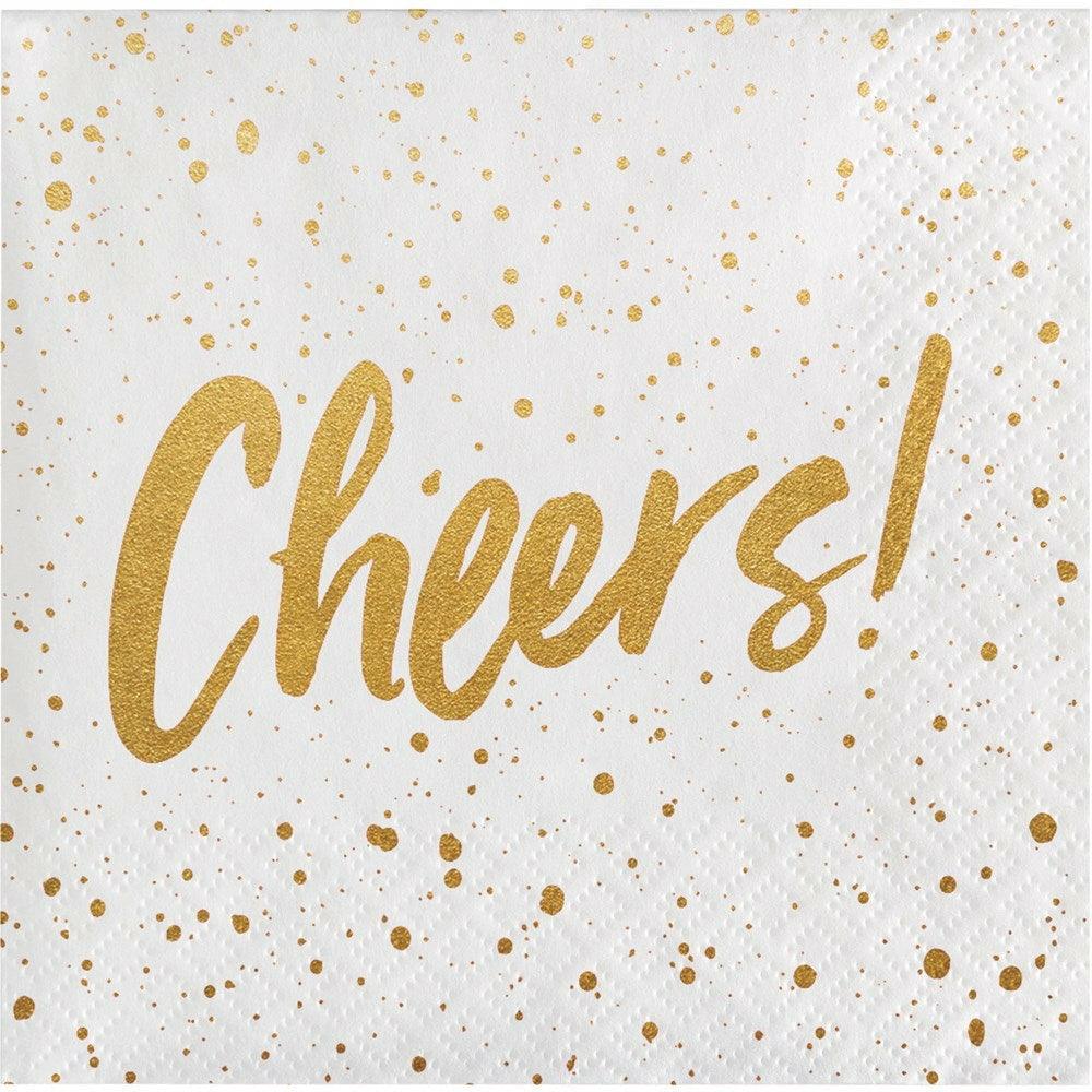 Foil Cocktail Napkins Beverage Napkin 3 Ply Cheers 24Ct - Toy World Inc