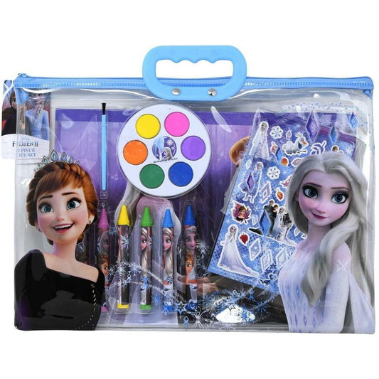 Frozen 12pc Stationery In Zipper Tote Set 13.2x.50x9.5 - Toy World Inc