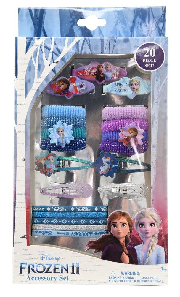 Frozen 2- 20Pc Accessory Set- 4 Snap Clips 3 Barrettes 8 Terries 5 Elastics 5.5x1x10.2 - Toy World Inc