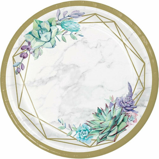 Geometric Succulents Banquet Plate 8Ct - Toy World Inc