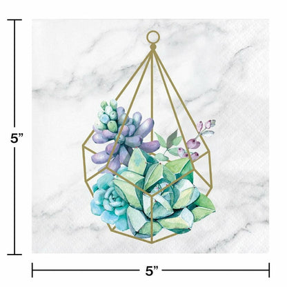 Geometric Succulents Beverage Napkin 16Ct - Toy World Inc