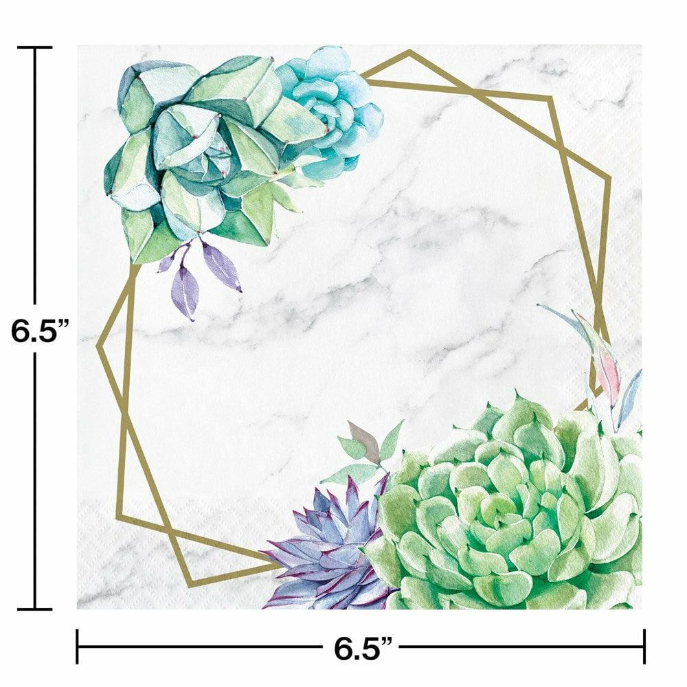 Geometric Succulents Luncheon Napkin 16Ct - Toy World Inc