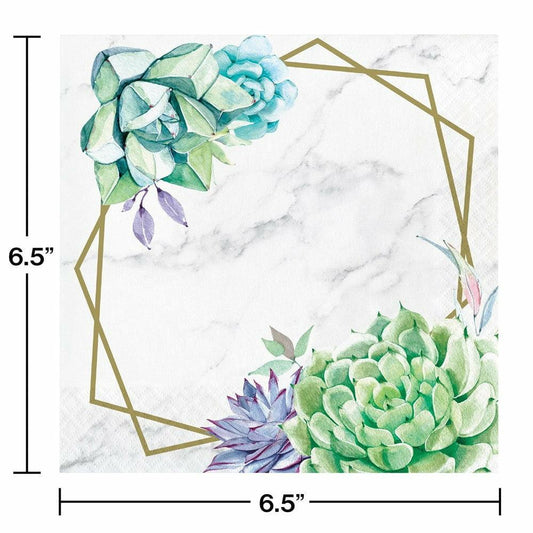 Geometric Succulents Luncheon Napkin 16Ct - Toy World Inc