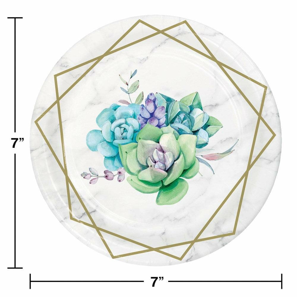 Geometric Succulents Luncheon Plate 8Ct - Toy World Inc