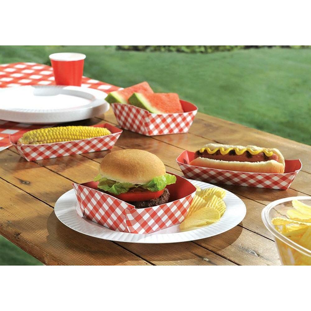 Gingham Paper Food Picnic Trays - Toy World Inc