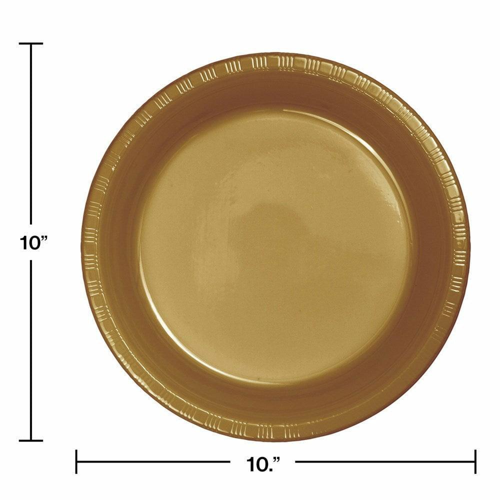 Glittering Gold 10in Plastic Plate 20ct - Toy World Inc