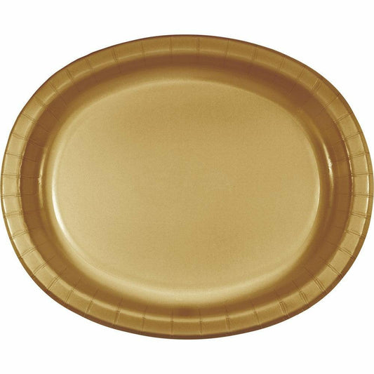 Glittering Gold Oval Platter 10in x 12in 8ct - Toy World Inc