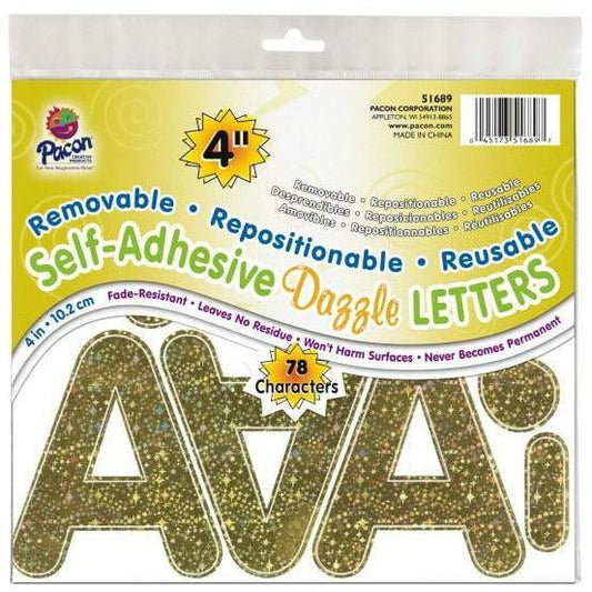 Gold Dazzle Letters 4in 78 Characaters - Toy World Inc