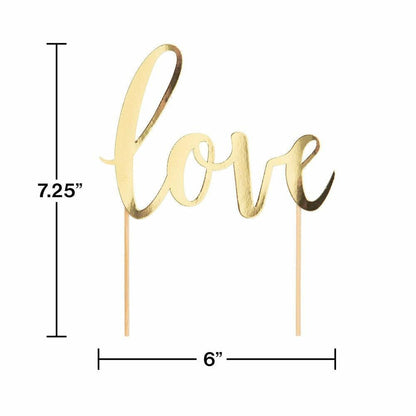 Gold Foil Love Cake Topper 1Ct - Toy World Inc