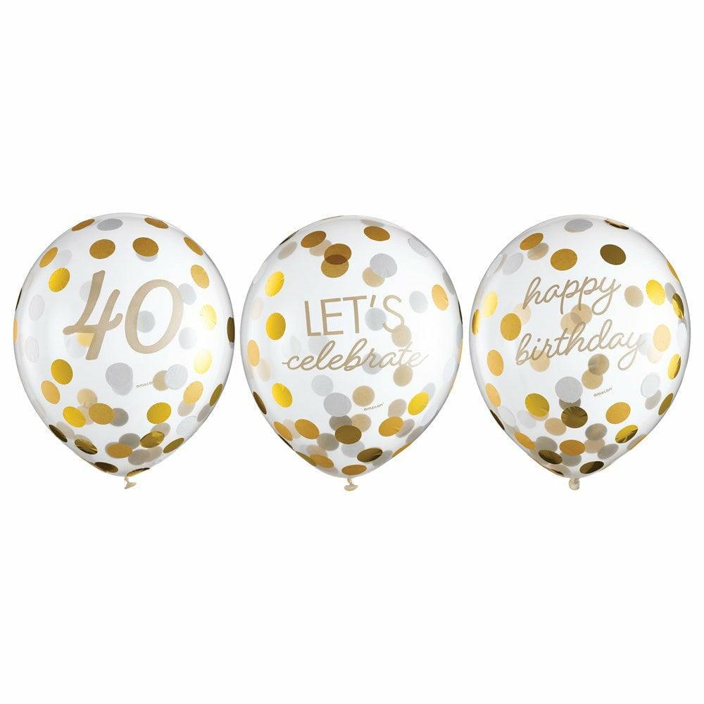 Golden Age Birthday 12in Latex Balloon kit 40th 6ct - Toy World Inc