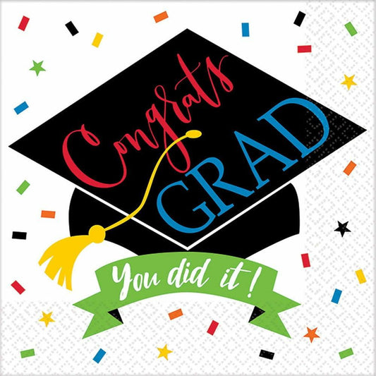 Graduation 100% Done Beverage Napkin 125ct - Toy World Inc