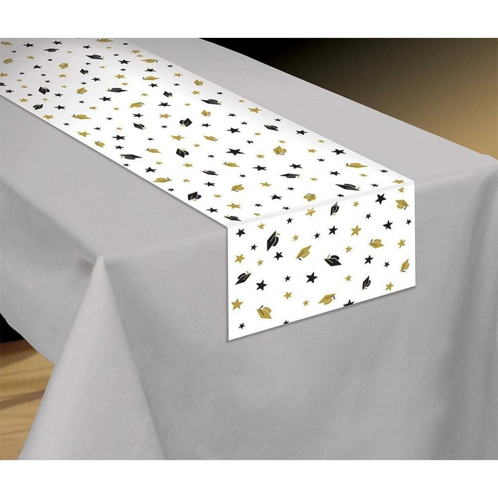 Graduation Black and Gold Paper Table Runner - Toy World Inc