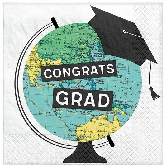 Graduation The World Awaits Lunch Napkin 36ct - Toy World Inc