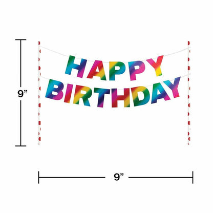 Happy Birthday Pennant Cake Topper Rainbow Foil Birthday 1Ct - Toy World Inc