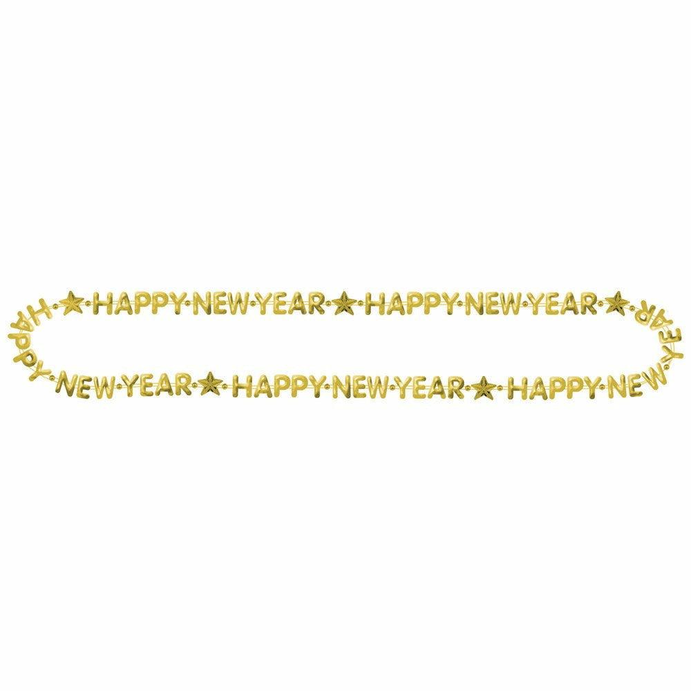 Happy New Year Bead Necklace Gold - Toy World Inc
