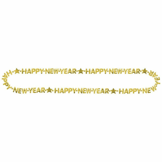 Happy New Year Bead Necklace Gold - Toy World Inc