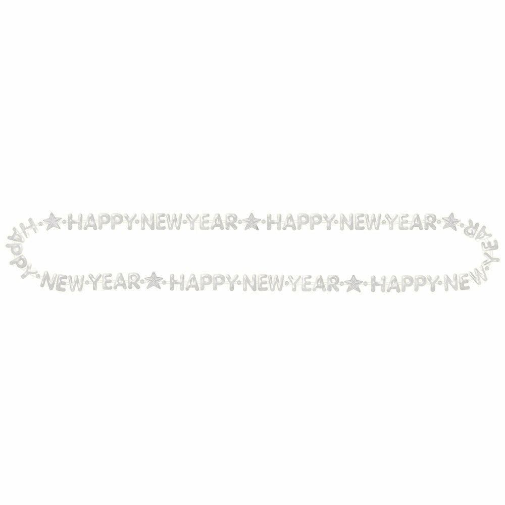Happy New Year Bead Necklace Silver - Toy World Inc