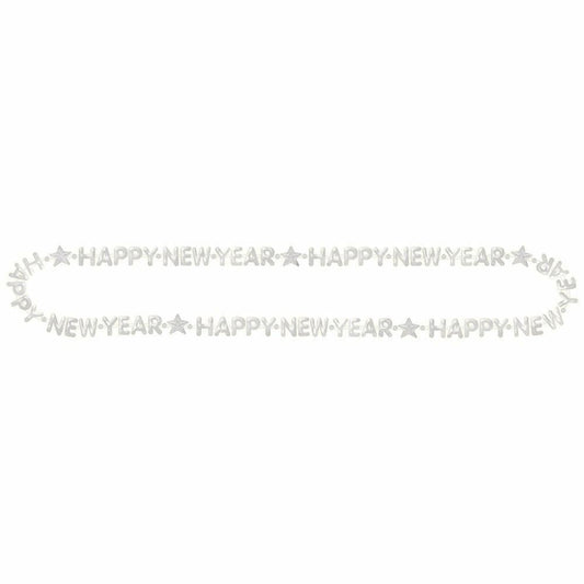 Happy New Year Bead Necklace Silver - Toy World Inc