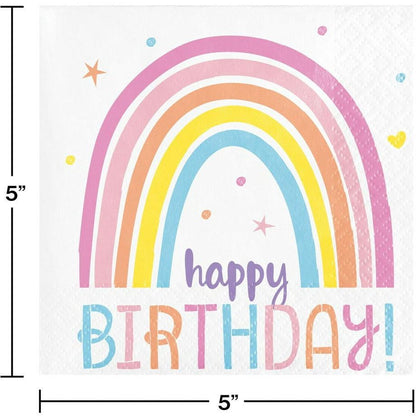Happy Rainbow Beverage Napkin 16Ct - Toy World Inc