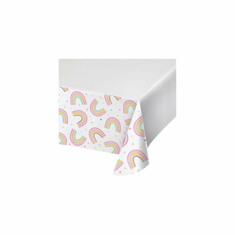 Happy Rainbow Plastic Tablecover 48in X 88in 1Ct - Toy World Inc