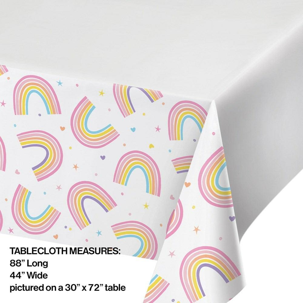 Happy Rainbow Plastic Tablecover 48in X 88in 1Ct - Toy World Inc