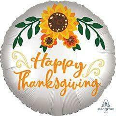 Happy Thanksgiving Day Floral 18in Foil Balloon - Toy World Inc