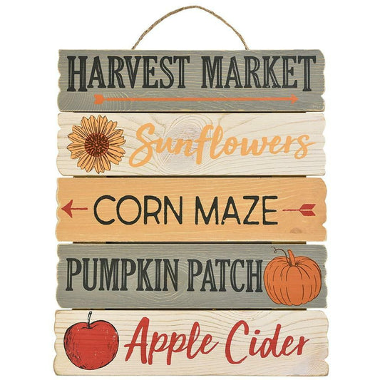 Harvest Market Hanging Slatted Sign 1ct - Toy World Inc