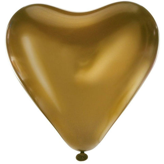 Heart Shaped Satin Luxe 12in Latex Balloon Gold 6ct - Toy World Inc