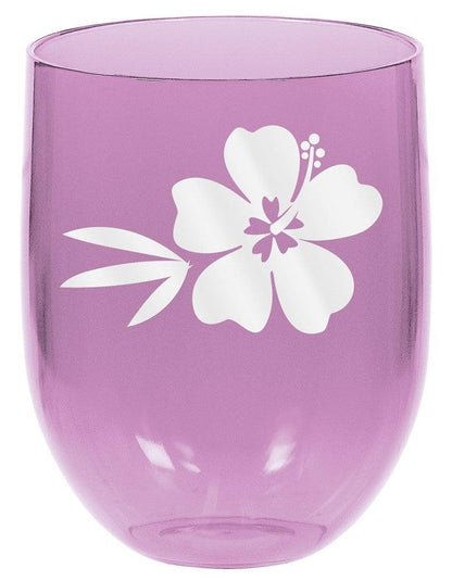 Hibiscus Stemless Wine Glasses 4ct - Toy World Inc