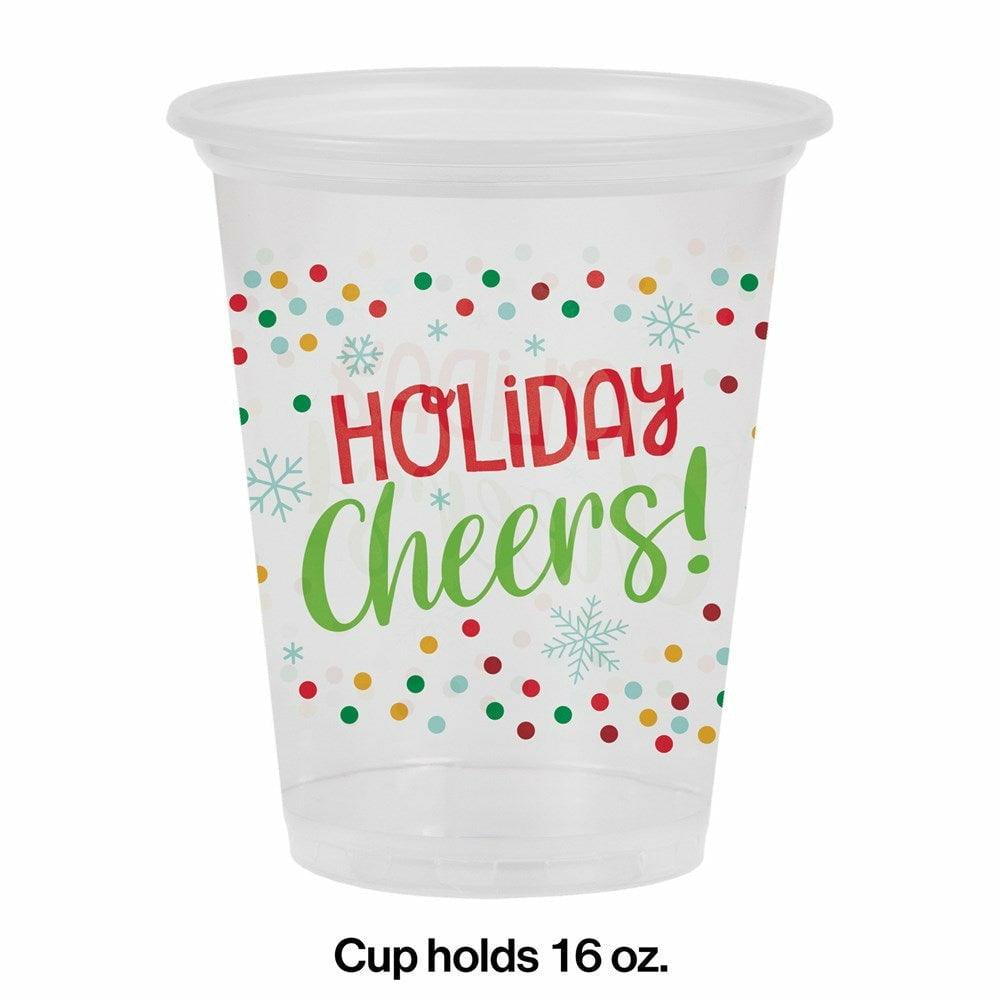 Holiday Fun 16oz Plastic Cup Clear 8ct - Toy World Inc