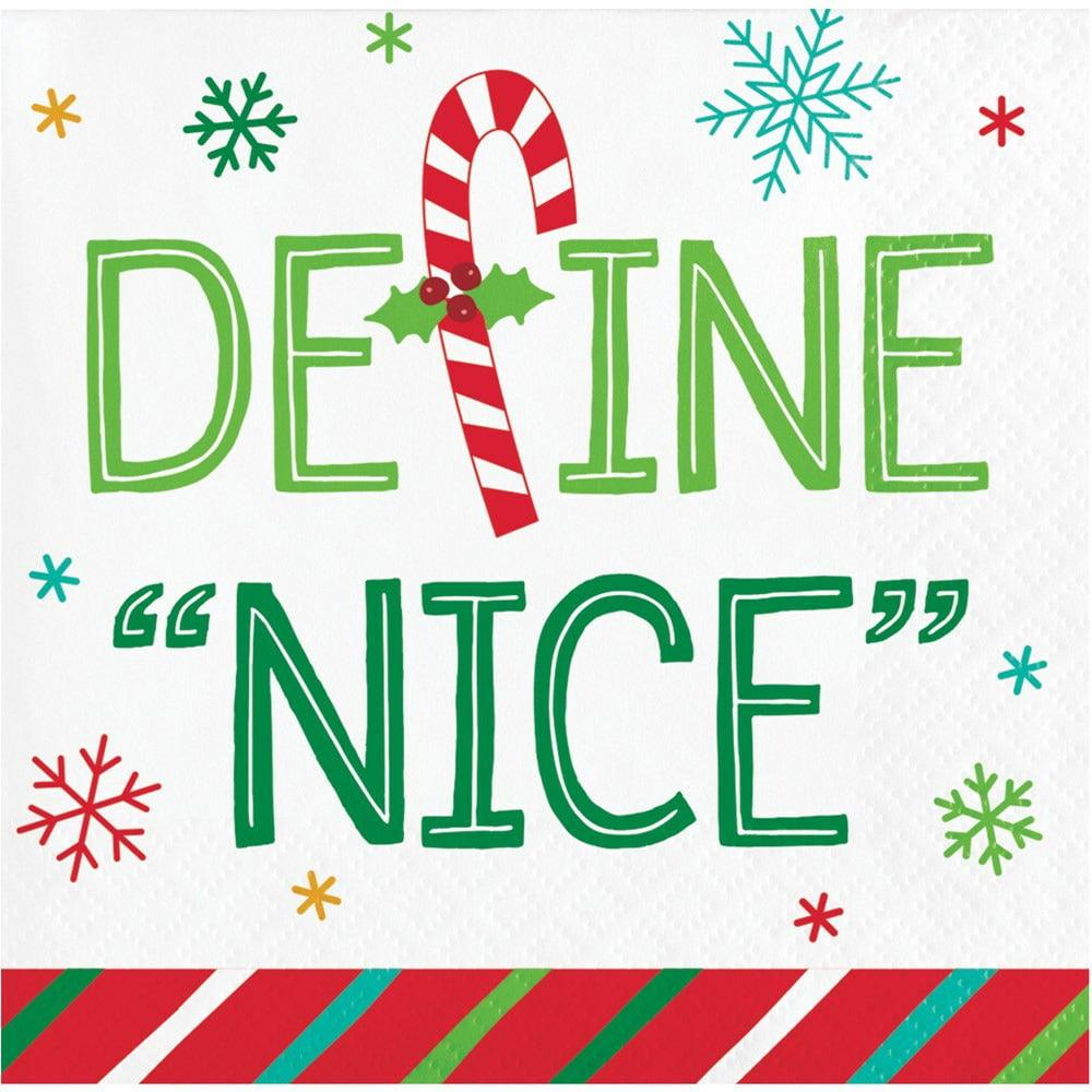 Holiday Fun Beverage Napkin Define Nice 16ct - Toy World Inc