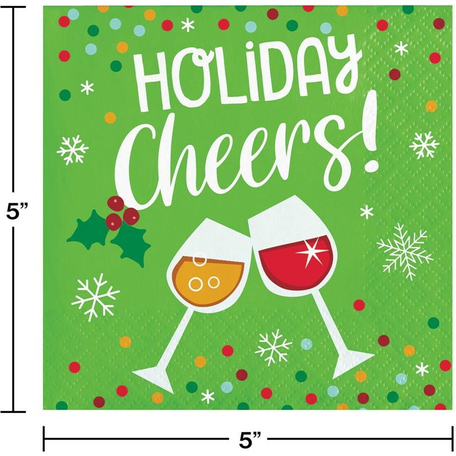 Holiday Fun Beverage Napkin Holiday Cheers 16ct - Toy World Inc