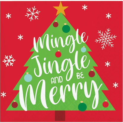 Holiday Fun Beverage Napkin Mingle Jingle and be Merry 16ct - Toy World Inc