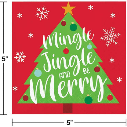 Holiday Fun Beverage Napkin Mingle Jingle and be Merry 16ct - Toy World Inc