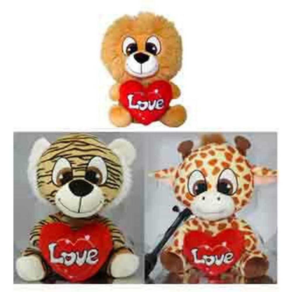 Jungle Animal with Hear 11in3 asst - Toy World Inc