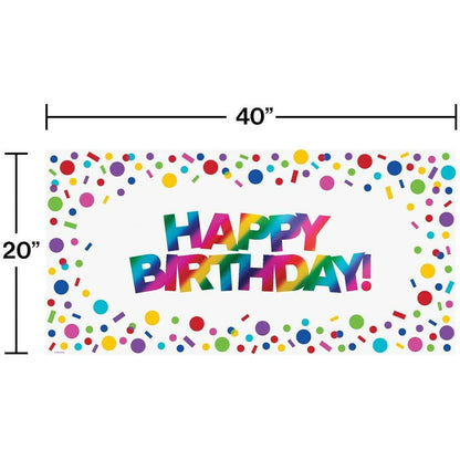 Large Party Banner Rainbow Foil Birthday 1Ct - Toy World Inc