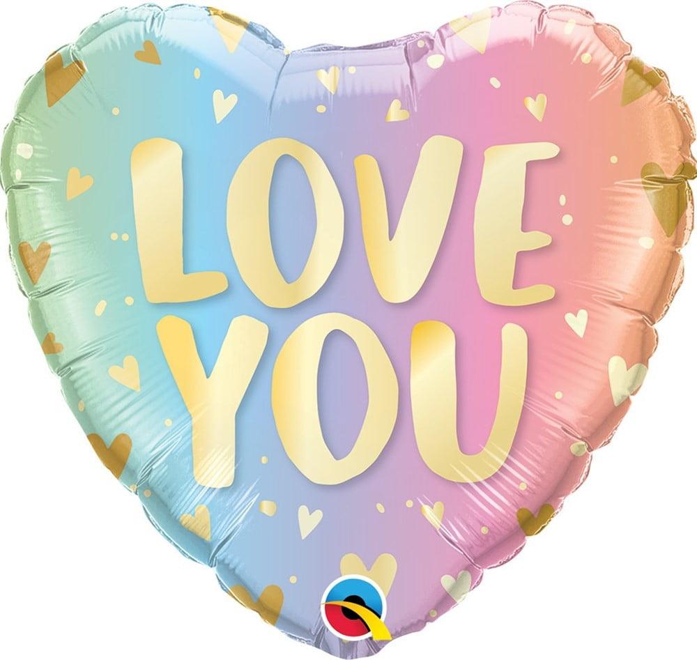 Love You Pastel Ombre 18in Foil Balloon - Toy World Inc