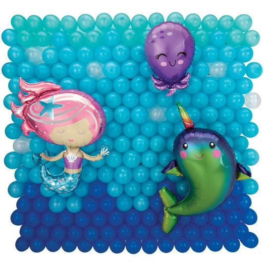 Mermaid Latex and Foil Balloon Back Drop Kit - Toy World Inc