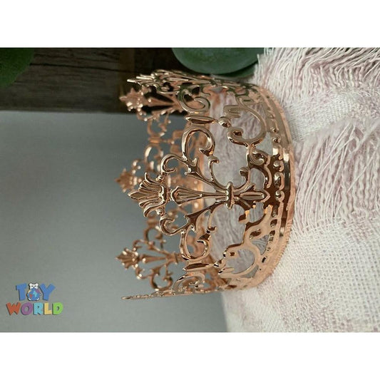 Metal Crown 4in D x 2.25in H Rose Gold - Toy World Inc
