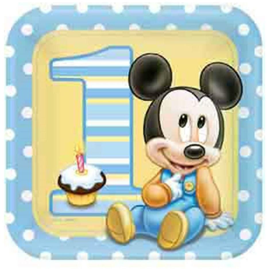 Mickey 1st Birthday Plate (L) 8ct - Toy World Inc