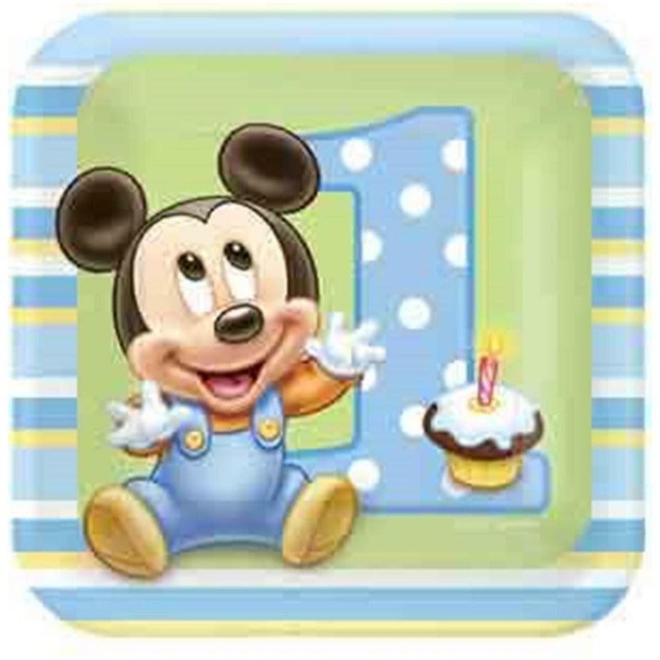 Mickey 1st Birthday Plate (S) 8ct - Toy World Inc