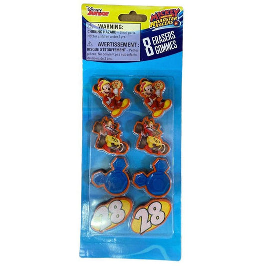 Mickey Roadsters Eraser 8ct 4x.25x10 - Toy World Inc